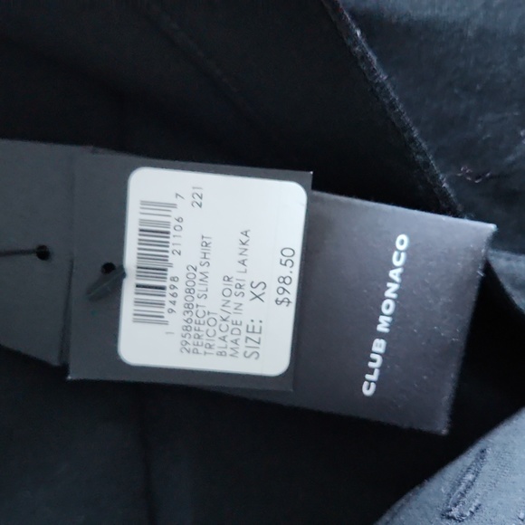 Club Monaco - Perfect Slim Button-Down Shirt, Black, Size XS, NWT - Picture 7 of 8